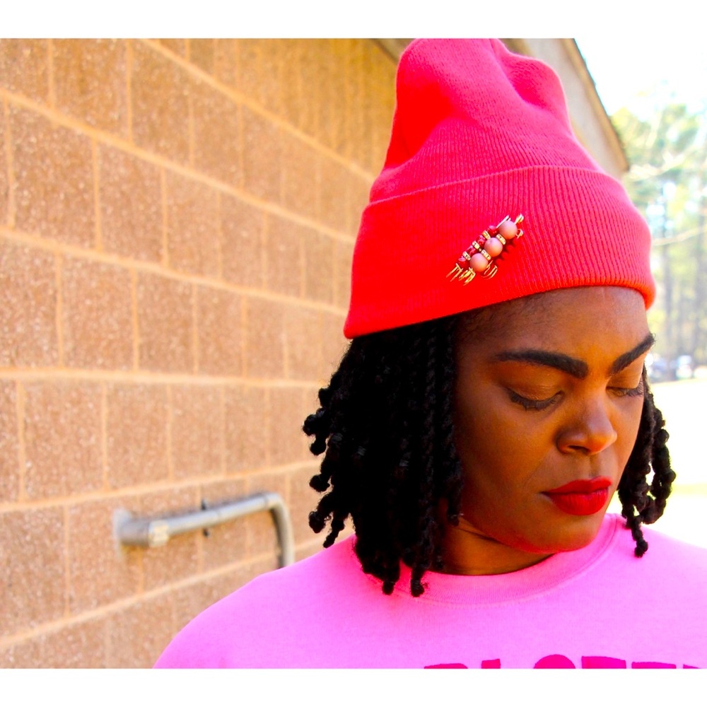 Stylish Pink  Carhartt Beanie with Decorative Pins